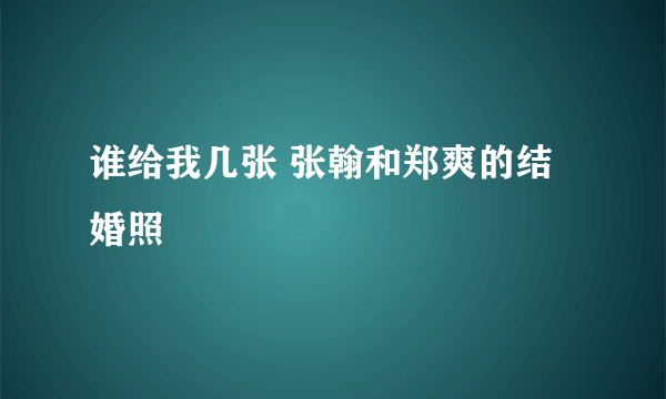 谁给我几张 张翰和郑爽的结婚照