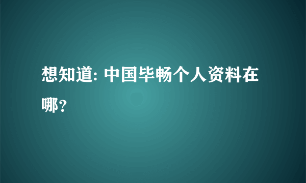 想知道: 中国毕畅个人资料在哪？