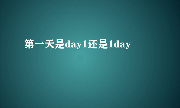 第一天是day1还是1day