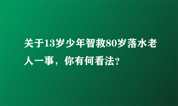 关于13岁少年智救80岁落水老人一事，你有何看法？