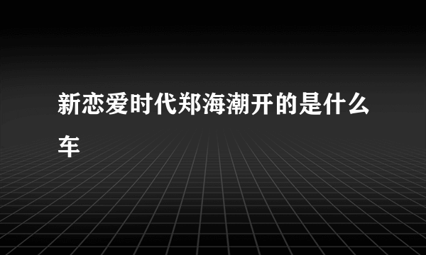 新恋爱时代郑海潮开的是什么车