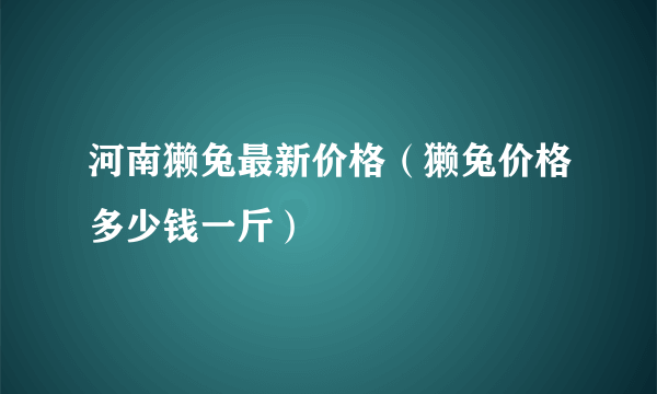 河南獭兔最新价格（獭兔价格多少钱一斤）