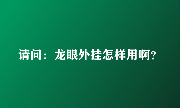 请问：龙眼外挂怎样用啊？