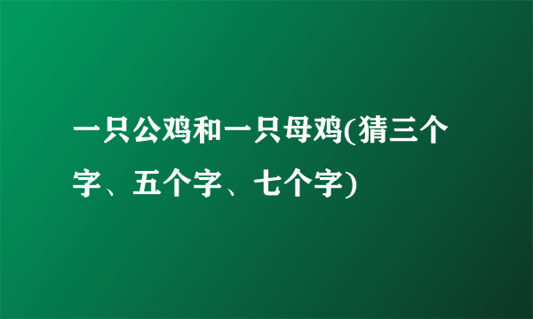 一只公鸡和一只母鸡(猜三个字、五个字、七个字)