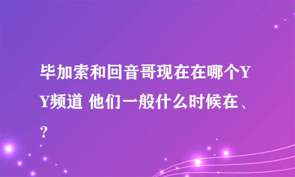 毕加索和回音哥现在在哪个YY频道 他们一般什么时候在、？