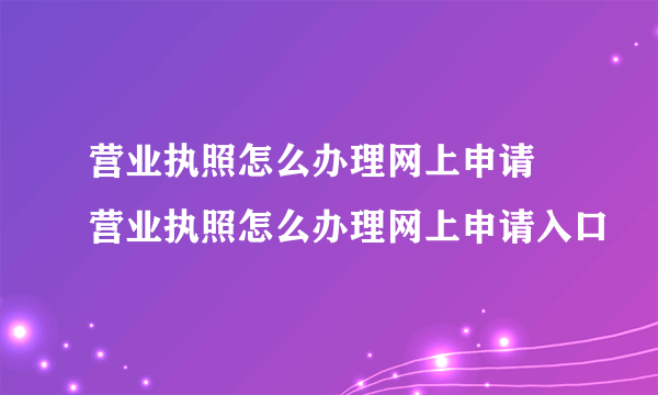 营业执照怎么办理网上申请 营业执照怎么办理网上申请入口