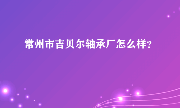 常州市吉贝尔轴承厂怎么样？