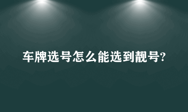 车牌选号怎么能选到靓号?