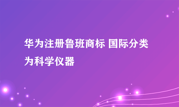 华为注册鲁班商标 国际分类为科学仪器