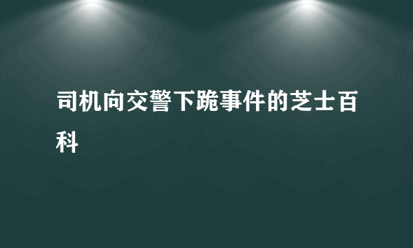 司机向交警下跪事件的芝士百科