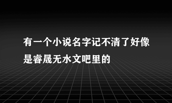 有一个小说名字记不清了好像是睿晟无水文吧里的