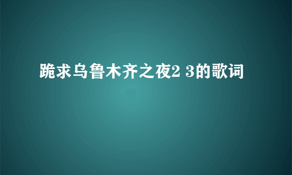 跪求乌鲁木齐之夜2 3的歌词