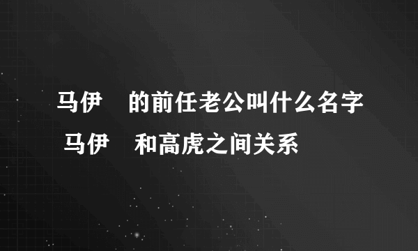 马伊琍的前任老公叫什么名字 马伊琍和高虎之间关系