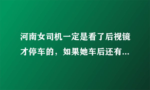 河南女司机一定是看了后视镜才停车的，如果她车后还有车跟着，她能停车吗？大家怎么认为？