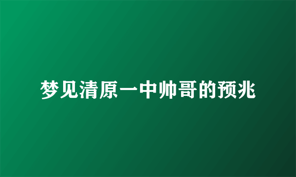 梦见清原一中帅哥的预兆