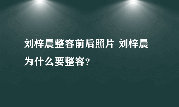 刘梓晨整容前后照片 刘梓晨为什么要整容？