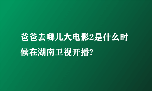 爸爸去哪儿大电影2是什么时候在湖南卫视开播?