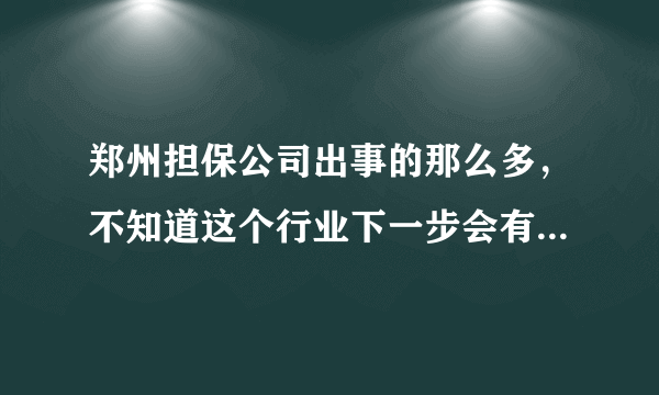 郑州担保公司出事的那么多，不知道这个行业下一步会有什么样的发展趋...