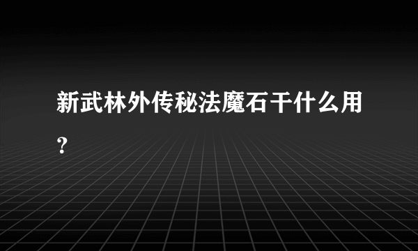 新武林外传秘法魔石干什么用？