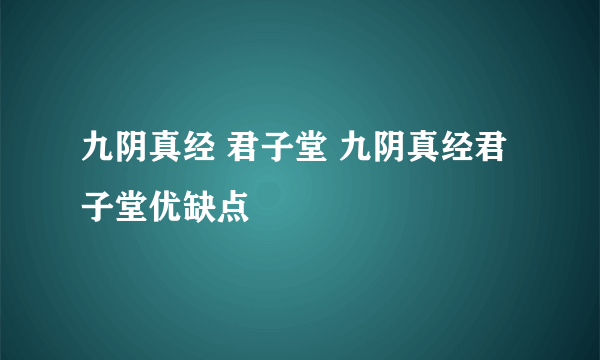 九阴真经 君子堂 九阴真经君子堂优缺点