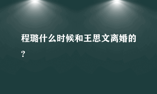 程璐什么时候和王思文离婚的?