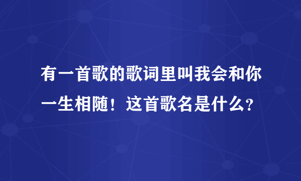 有一首歌的歌词里叫我会和你一生相随！这首歌名是什么？