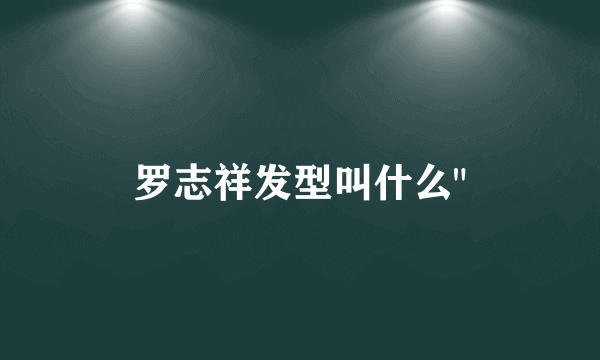 罗志祥发型叫什么