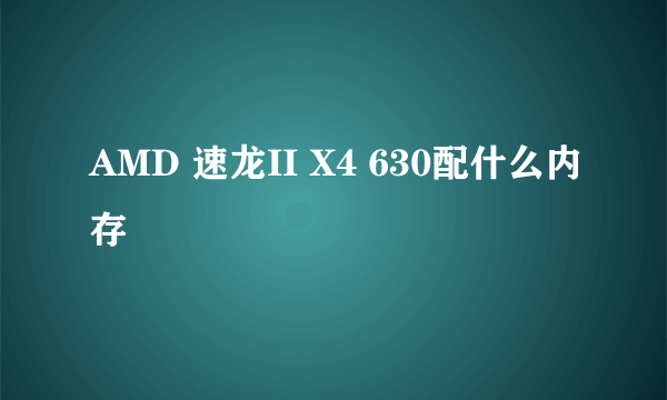 AMD 速龙II X4 630配什么内存