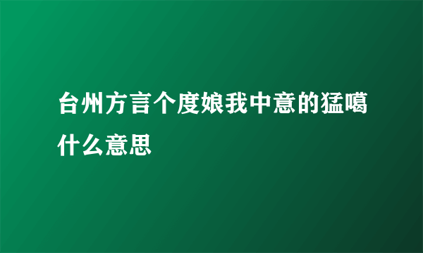 台州方言个度娘我中意的猛噶什么意思