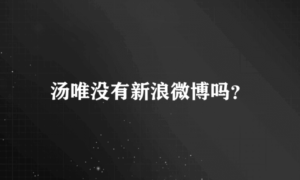 汤唯没有新浪微博吗？