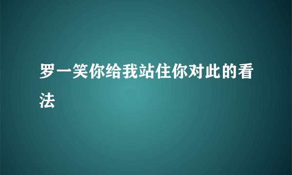 罗一笑你给我站住你对此的看法