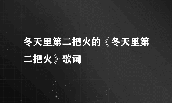 冬天里第二把火的《冬天里第二把火》歌词