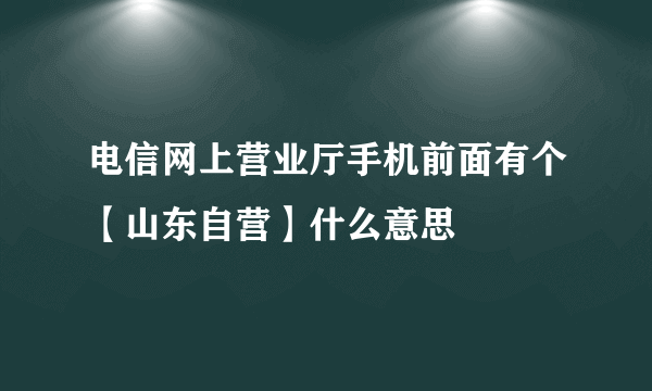 电信网上营业厅手机前面有个【山东自营】什么意思