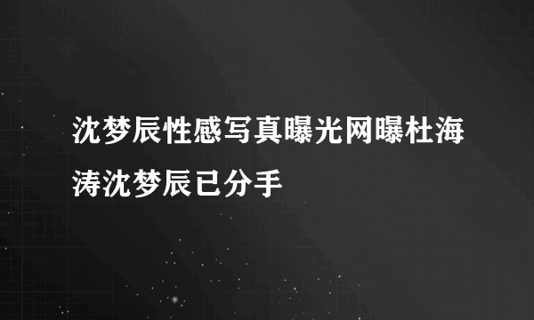 沈梦辰性感写真曝光网曝杜海涛沈梦辰已分手