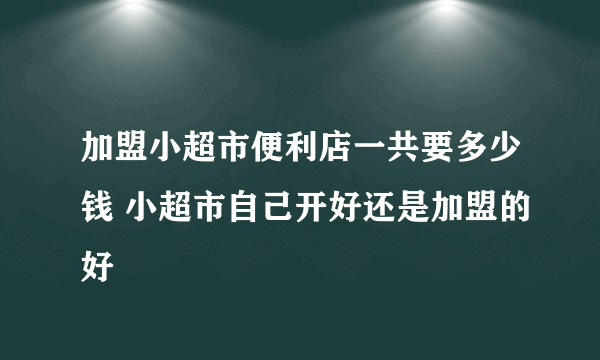 加盟小超市便利店一共要多少钱 小超市自己开好还是加盟的好