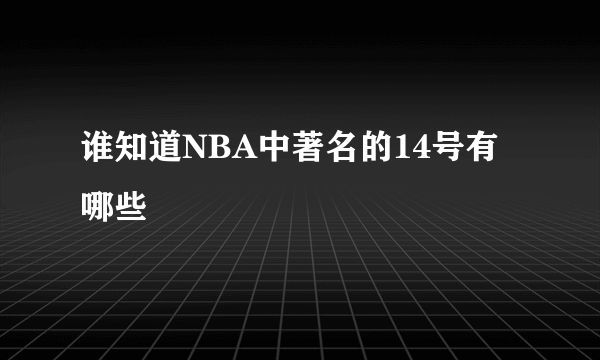 谁知道NBA中著名的14号有哪些