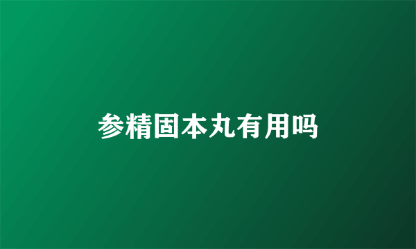 参精固本丸有用吗