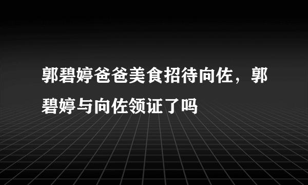 郭碧婷爸爸美食招待向佐，郭碧婷与向佐领证了吗