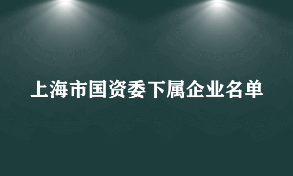 上海市国资委下属企业名单