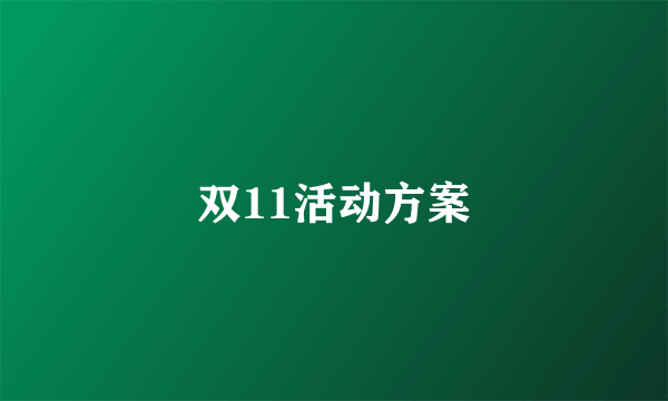 双11活动方案