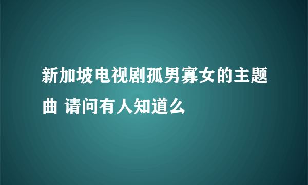 新加坡电视剧孤男寡女的主题曲 请问有人知道么