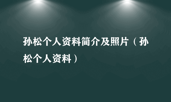 孙松个人资料简介及照片（孙松个人资料）