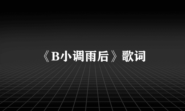 《B小调雨后》歌词