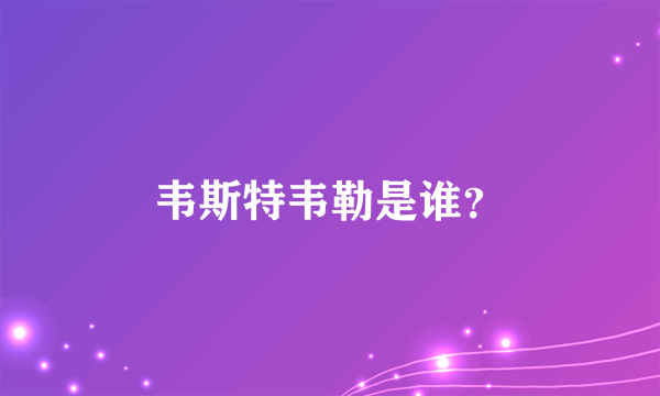 韦斯特韦勒是谁？