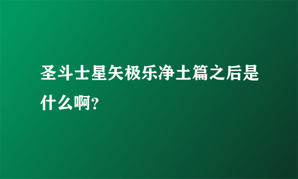 圣斗士星矢极乐净土篇之后是什么啊？