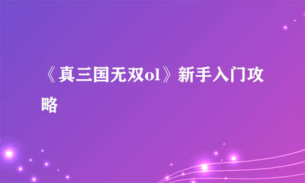 《真三国无双ol》新手入门攻略