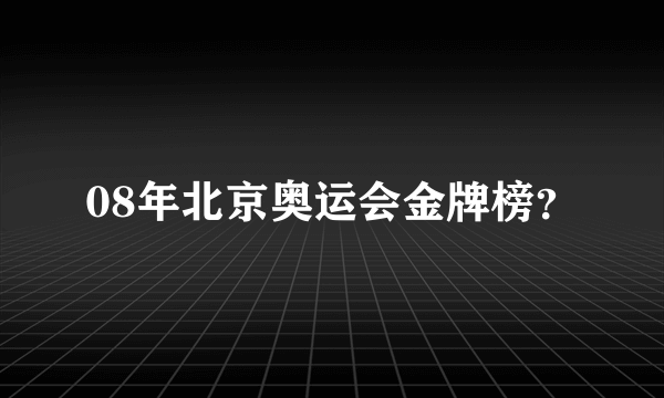 08年北京奥运会金牌榜？