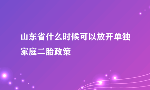 山东省什么时候可以放开单独家庭二胎政策