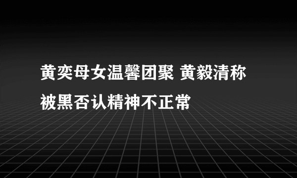 黄奕母女温馨团聚 黄毅清称被黑否认精神不正常