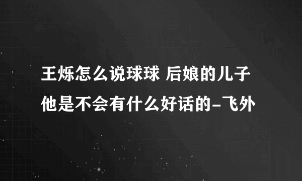 王烁怎么说球球 后娘的儿子他是不会有什么好话的-飞外